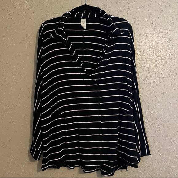 Free People Can’t Fool Me Striped Long Sleeve Open Front Top Large - Picture 2 of 5